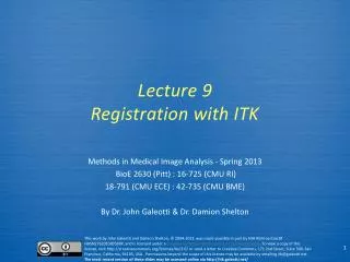 Lecture 9 Registration with ITK