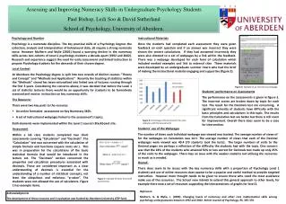 Assessing and Improving Numeracy Skills in Undergraduate Psychology Students