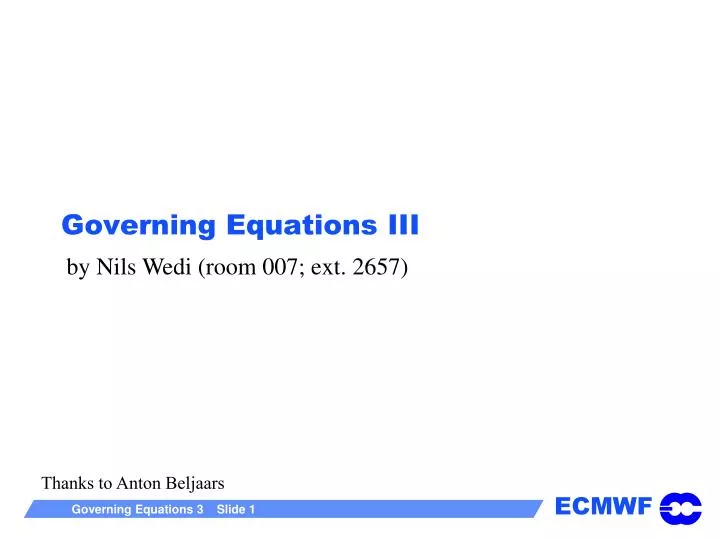 governing equations iii