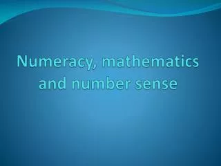 Numeracy, mathematics and number sense