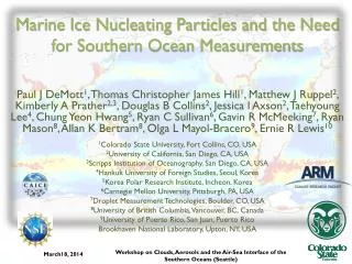 Marine Ice Nucleating Particles and the Need for Southern Ocean Measurements