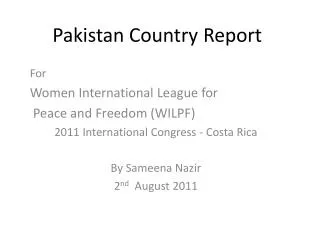 Pakistan Country Report