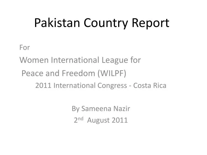 pakistan country report