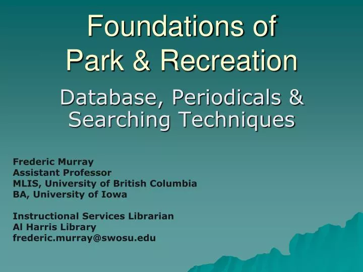 foundations of park recreation