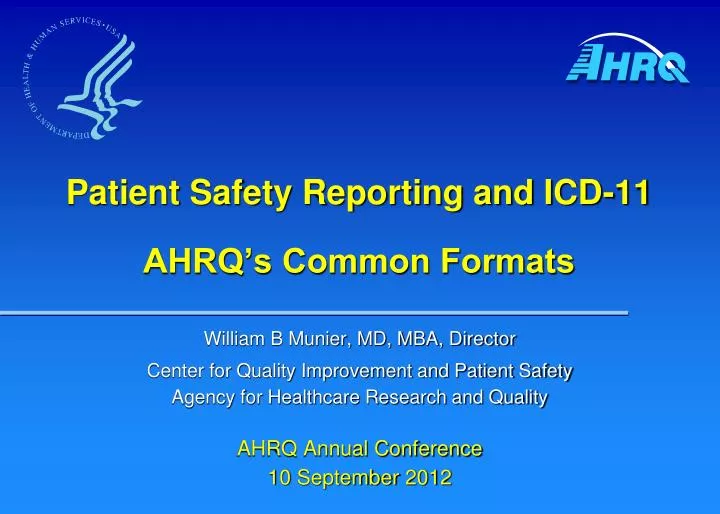 patient safety reporting and icd 11 ahrq s common formats