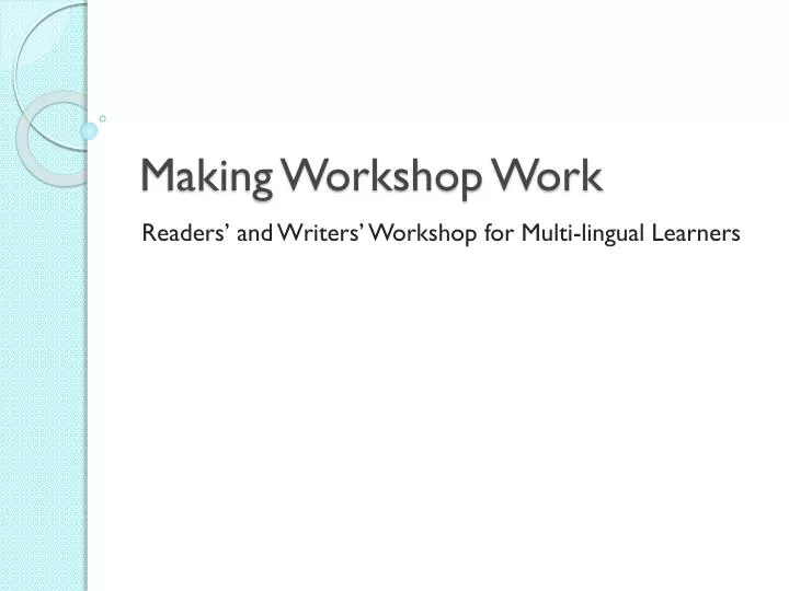 making workshop work