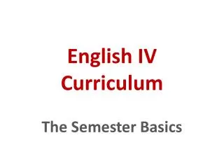 English IV Curriculum