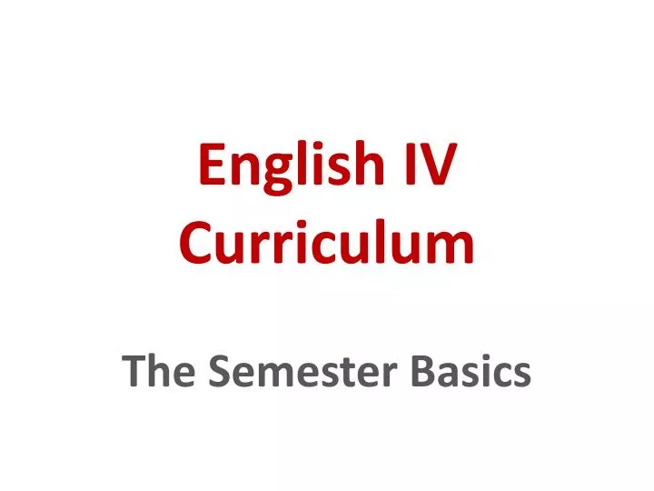 english iv curriculum