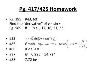 Pg. 417/425 Homework