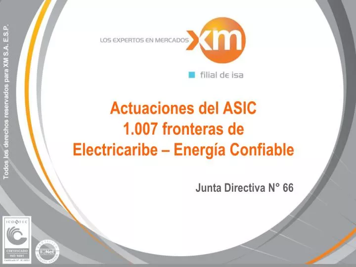 actuaciones del asic 1 007 fronteras de electricaribe energ a confiable