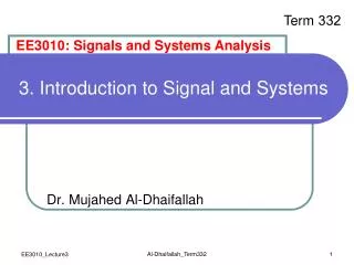3 . Introduction to Signal and Systems