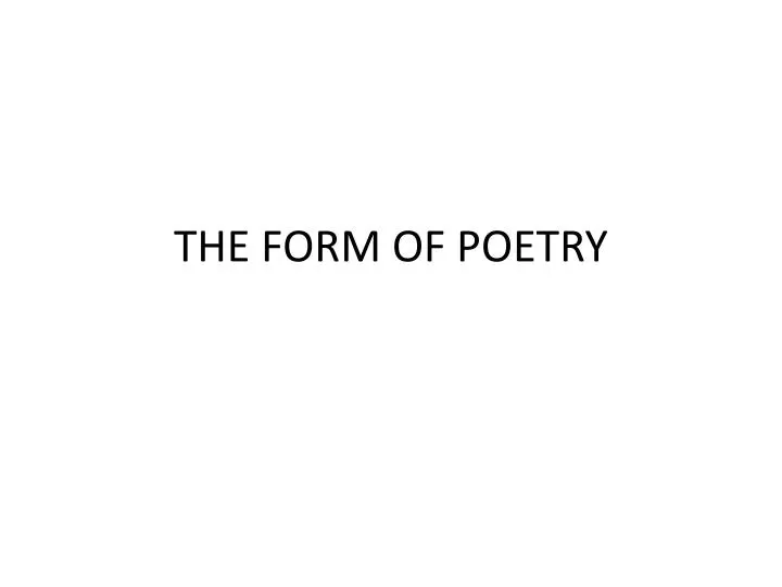 the form of poetry