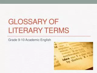 Glossary of Literary terms