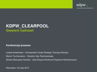 kdpw clearpool gwarant rozlicze