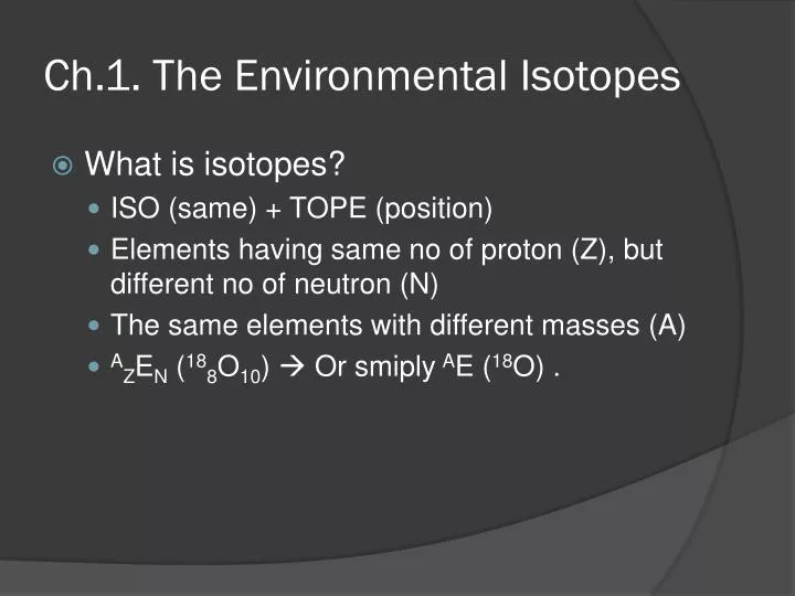 ch 1 the environmental isotopes