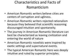 Characteristics and Facts of Romanticism
