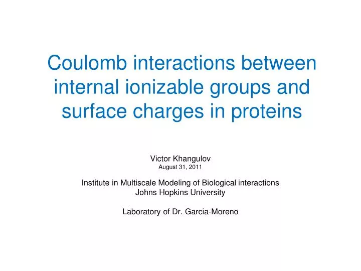 coulomb interactions between internal ionizable groups and surface charges in proteins