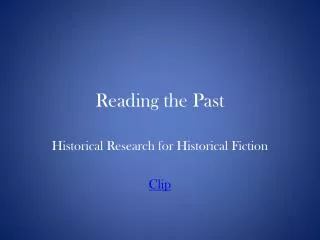 Reading the Past