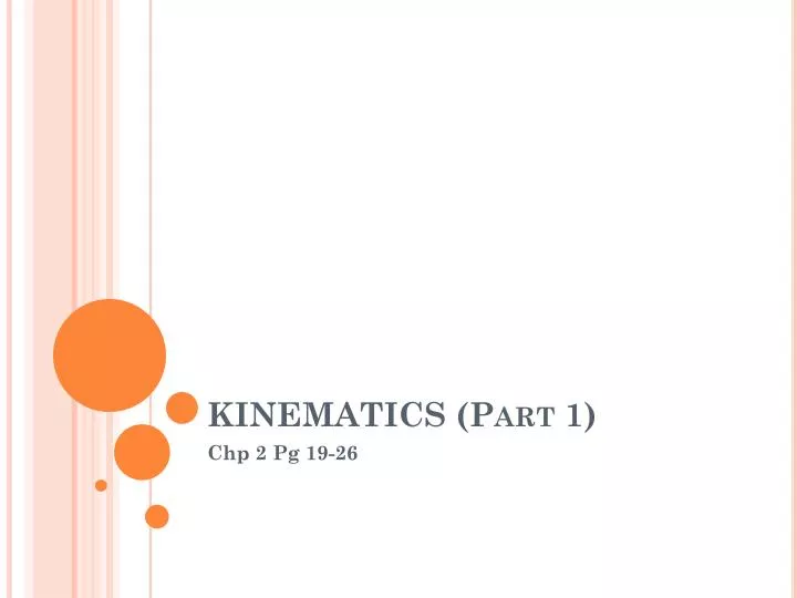 kinematics part 1