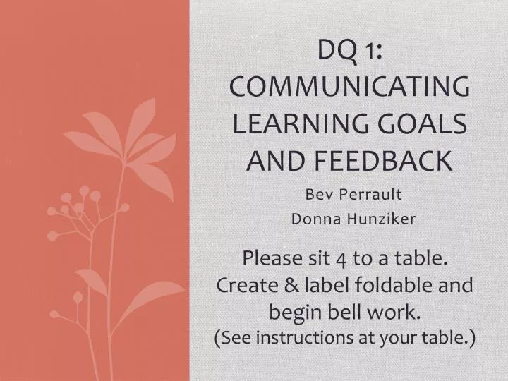 dq 1 communicating learning goals and feedback
