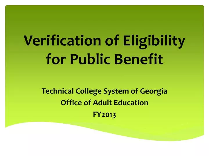 verification of eligibility for public benefit