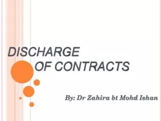 DISCHARGE OF CONTRACTS