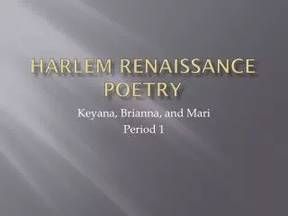 Harlem Renaissance Poetry