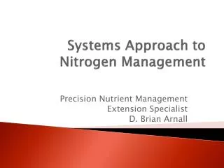 Systems Approach to Nitrogen Management