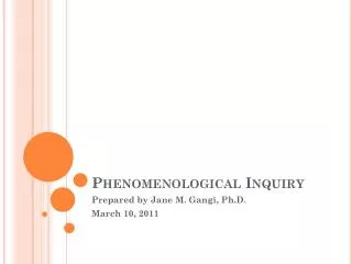 Phenomenological Inquiry