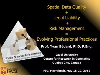 spatial data quality legal liability risk management evolving professional practices