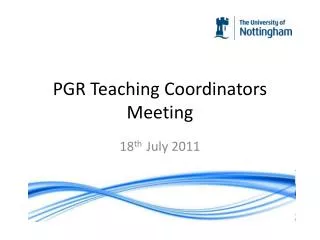 PGR Teaching Coordinators Meeting
