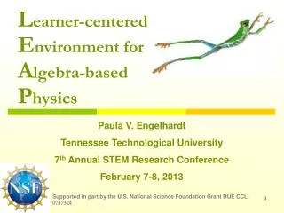 L earner-centered E nvironment for A lgebra-based P hysics