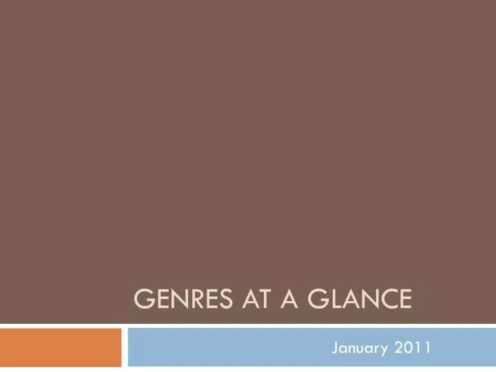 genres at a glance