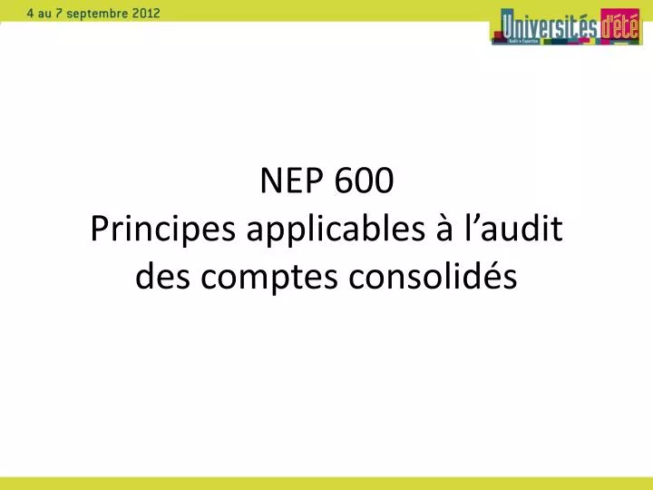 nep 600 principes applicables l audit des comptes consolid s