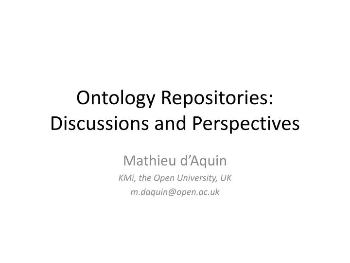 ontology repositories discussions and perspectives
