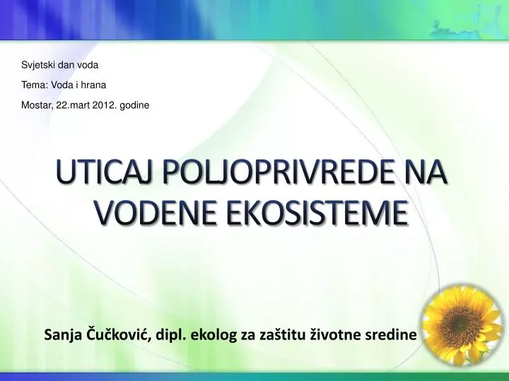 uticaj po lj oprivrede na vodene ekosisteme