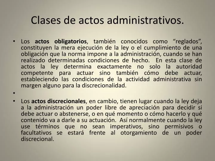 clases de actos administrativos