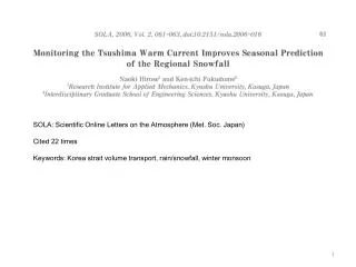 SOLA: Scientific Online Letters on the Atmosphere (Met. Soc. Japan) Cited 22 times