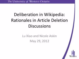 Deliberation in Wikipedia: Rationales in Article Deletion Discussions