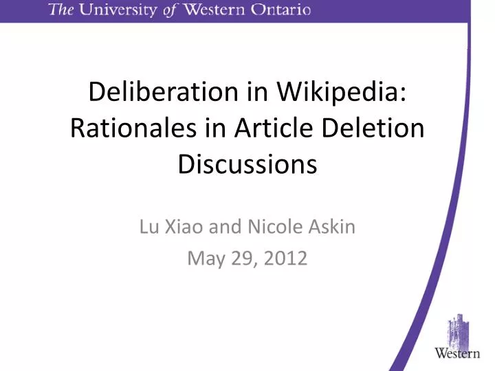 deliberation in wikipedia rationales in article deletion discussions