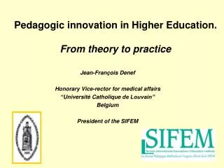 Pedagogic innovation in Higher Education. From theory to practice