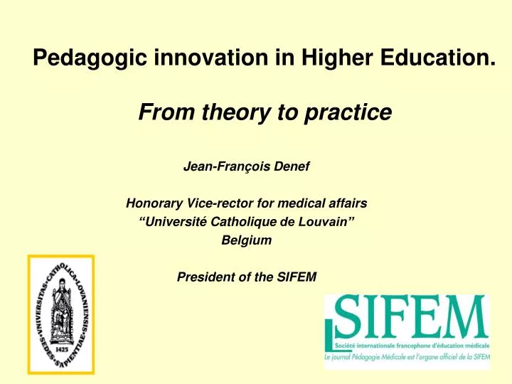 pedagogic innovation in higher education from theory to practice