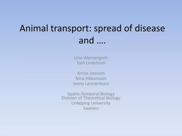 animal transport spread of disease and