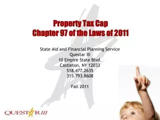 Property Tax Cap Chapter 97 of the Laws of 2011