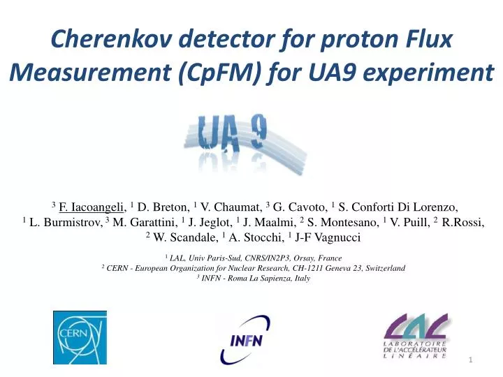 cherenkov detector for proton flux measurement cpfm for ua9 experiment