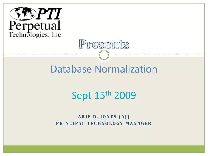 database normalization sept 15 th 2009