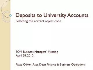 Deposits to University Accounts