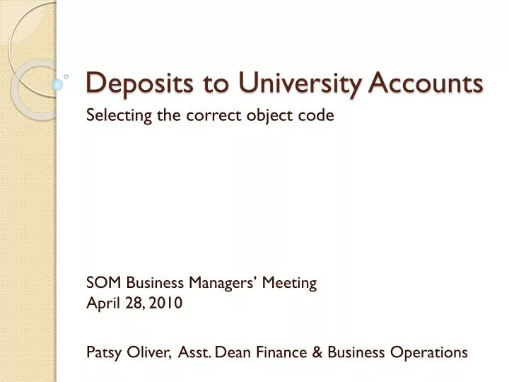 deposits to university accounts