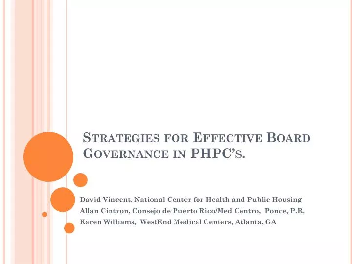 strategies for effective board governance in phpc s