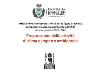 preparazione delle attivit di clima e impatto ambientale